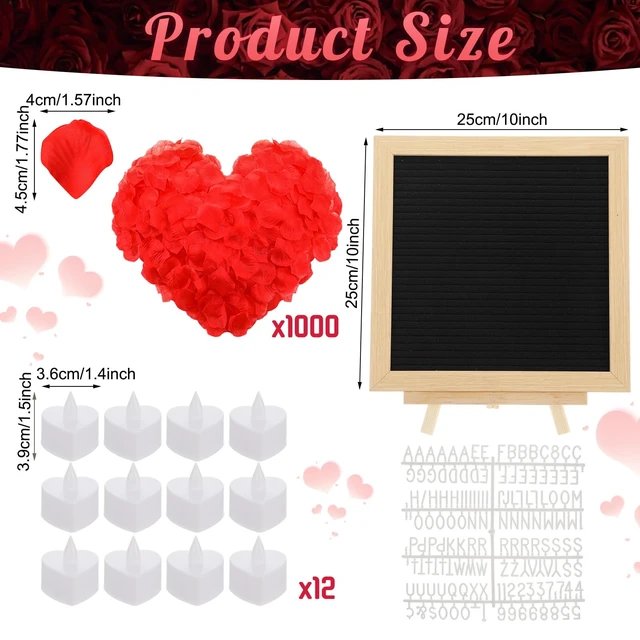 Alt view image 2 of 6 - Will You Be My Girlfriend Sign with Lights, Wood, Black,10 x 10 Inch 1000 Artificial Rose Petals, Black Wood DIY Felt Letters Board Sign for Christmas Anniversary Party Surprise