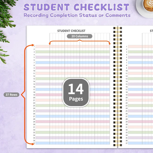 Alt view image 4 of 7 - Teacher Planner 2026-2027, Teacher Lesson Planner 14 Checklist, 8.5" x 11" July 2026-June 2027 Academic Year with Colorful Monthly Tabs, Teacher Calendar Book for School, Spiral Bound Planner, Purple
