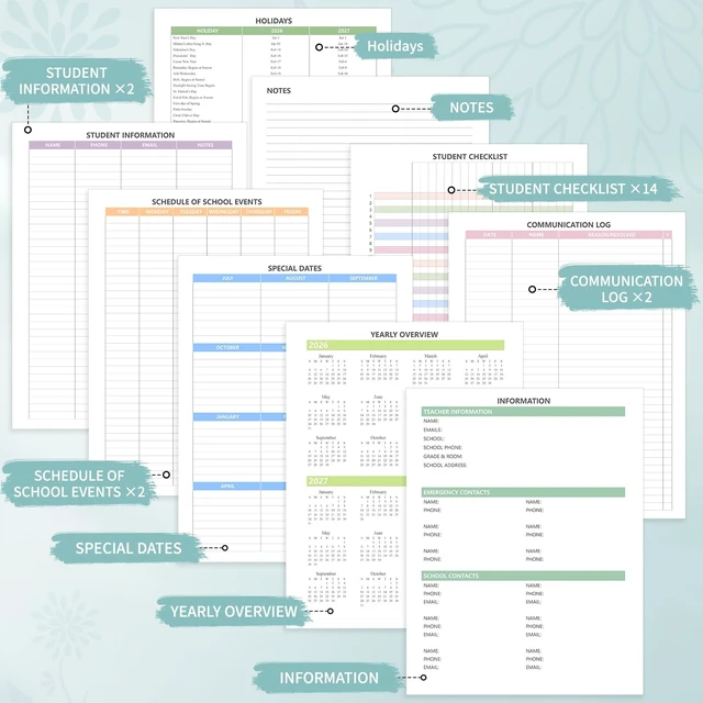 Alt view image 6 of 7 - Teacher Planner 2026-2027, Teacher Lesson Planner 14 Checklist, 8.5" x 11" July 2026-June 2027 Academic Year with Colorful Monthly Tabs, Teacher Calendar Book for School, Spiral Bound Planner, Blue