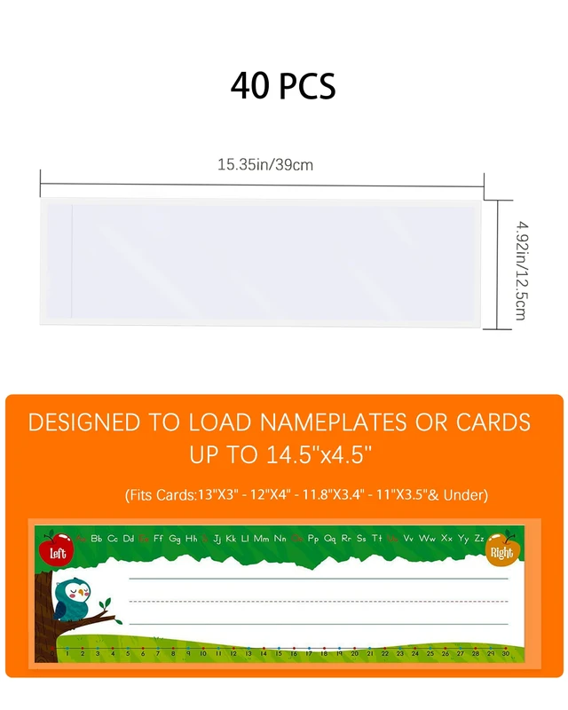 Alt view image 2 of 7 - 40 PCS Nameplate Pocket - 15.35 x 4.92 Thicken PVC Name Tag Sleeves No Residue Self-Adhesive Waterproof Easy Use&Remove Scratch Proof Clear Nameplates Holder for Office Supplies