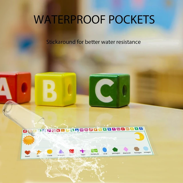 Alt view image 6 of 7 - 36 PCS Nameplate Pocket - 18.9" x 4.7"No Residue Self-Adhesive Waterproof Easy Use&Remove Scratch Proof Clear Thicken PVC Name Tag Sleeves Nameplates Holder for Classroom Desks, Office Supplies