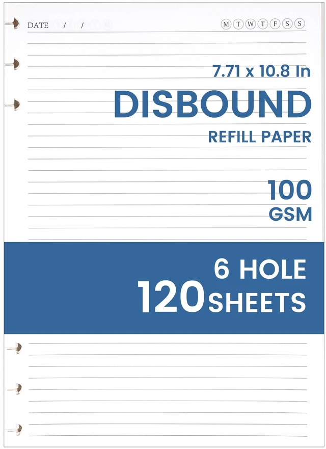 Main image of Discbound Lined Refills for 8.58 x 11 Hardcover Notebook, Spiral Journal Notebook for Office Work Meeting Planner, for School Students Class Notes, Large