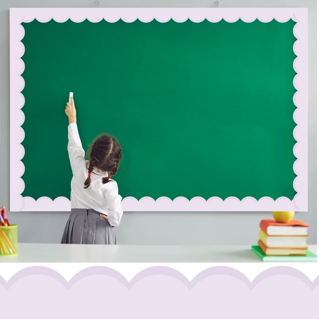 Alt view image 5 of 6 - 65 Ft Pastel Purple Bulletin Board Borders for Classroom Decor Contrasting Pastel Back to School Decoration, Scalloped Roll Border Trim for Classroom, Chalkboard, Wall, Office Decor