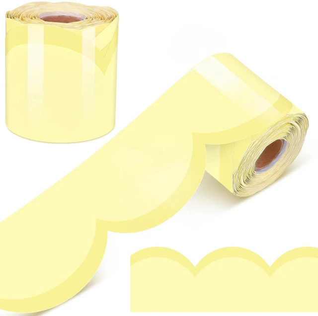 Main image of 65 Ft Pastel Yellow Bulletin Board Borders for Classroom Decor Contrasting Pastel Back to School Decoration, Scalloped Roll Border Trim for Classroom, Chalkboard, Wall, Office Decor
