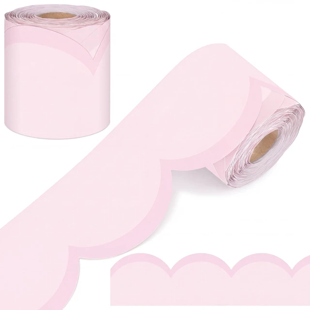 Main image of 65 Ft Pink Pastel Bulletin Board Borders for Classroom Decor Contrasting Pastel Back to School Decoration, Scalloped Roll Border Trim for Classroom, Chalkboard, Wall, Office Decor