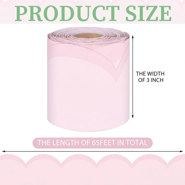 Alt view image 2 of 6 - 65 Ft Pink Pastel Bulletin Board Borders for Classroom Decor Contrasting Pastel Back to School Decoration, Scalloped Roll Border Trim for Classroom, Chalkboard, Wall, Office Decor