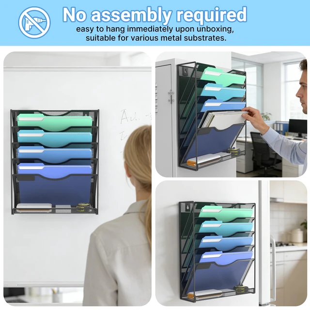 Alt view image 6 of 7 - Magnetic Wall File Holder Magnetic Paper & Document Organizer for Home and Office (5+1 Tier)