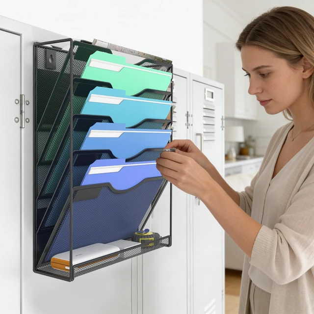 Alt view image 7 of 7 - Magnetic Wall File Holder Magnetic Paper & Document Organizer for Home and Office (5+1 Tier)