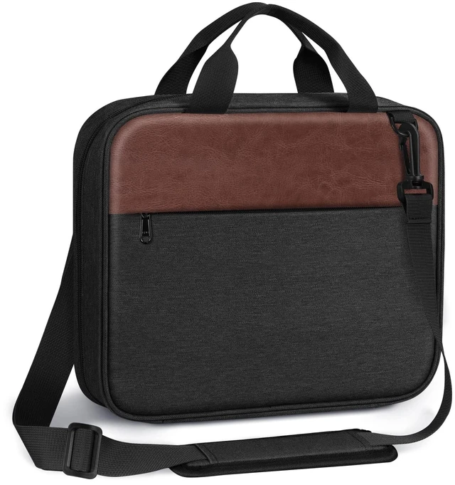 Main image of Large Bible Cover for Men, Carrying Bible Bag Church Book Case BIblie Case w/Shoulder Strap and Handle, Christian Gift for Men Women Friends Family, Brown Black