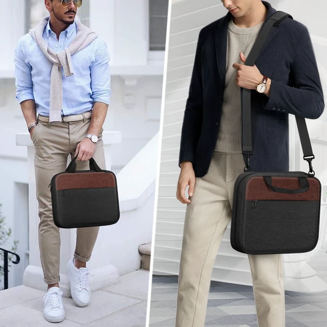 Alt view image 2 of 7 - Large Bible Cover for Men, Carrying Bible Bag Church Book Case BIblie Case w/Shoulder Strap and Handle, Christian Gift for Men Women Friends Family, Brown Black