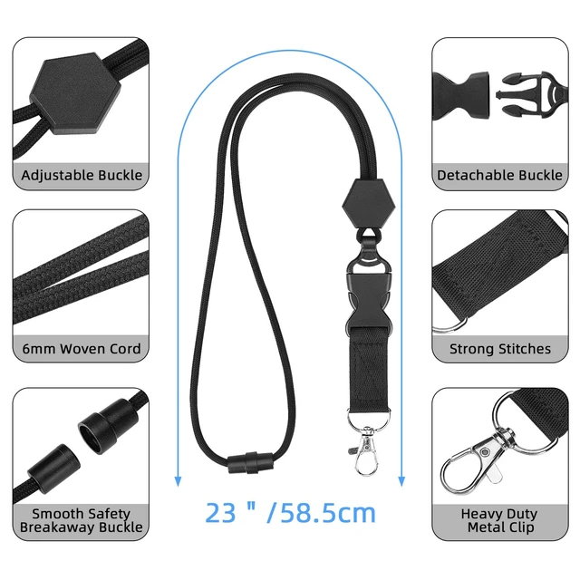 Alt view image 2 of 7 - ID Badge Holder with Lanyard, Safety Breakaway Lanyard with ID Holder, ID Card Holder with 5 Cards Capacity, Carbon Fiber Badge Wallet, Quick Release, Perfect for Work and Daily Use