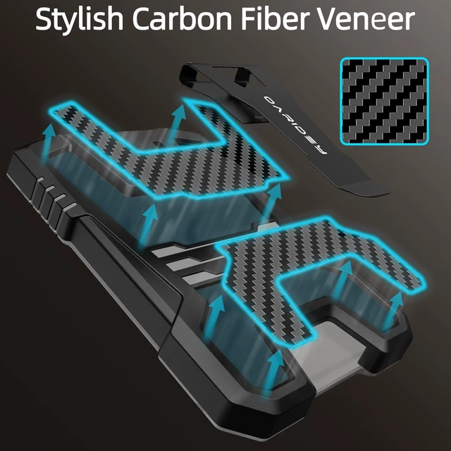 Alt view image 6 of 7 - Carbon Fiber Badge Holder with Breakaway Lanyard, Holds 5 Cards Heavy Duty Lanyard for ID Card/Badge Holder, Perfect for Office and School