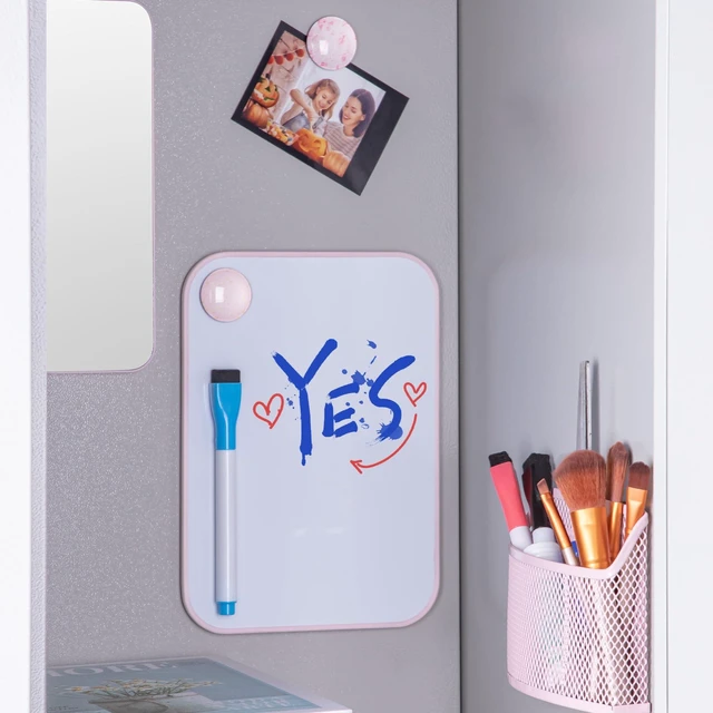 Alt view image 4 of 7 - 8-Piece Locker Accessories Kit, Magnetic Locker Organizer, Pink Locker Decorations for Girls, Magnetic Mirror, Dry Erase Whiteboard, Pen Holder, Dry Erase Markers, Magnets