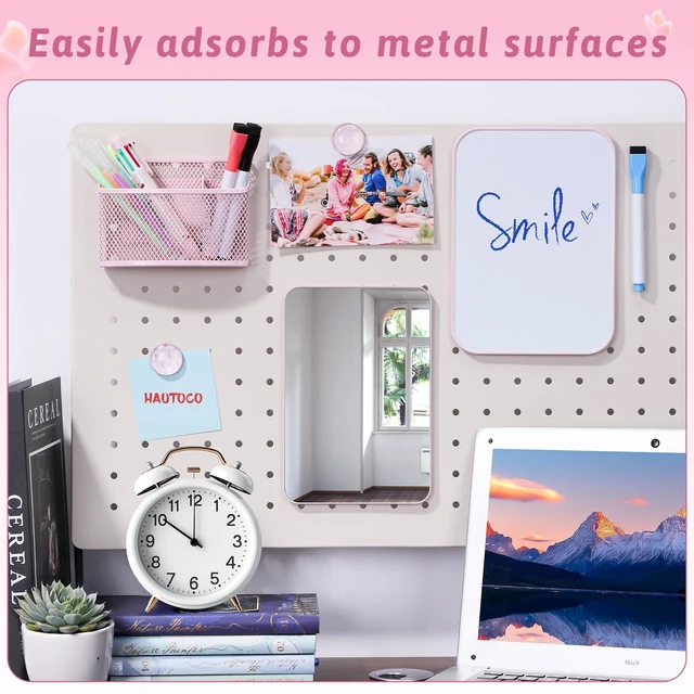Alt view image 6 of 7 - 8-Piece Locker Accessories Kit, Magnetic Locker Organizer, Pink Locker Decorations for Girls, Magnetic Mirror, Dry Erase Whiteboard, Pen Holder, Dry Erase Markers, Magnets