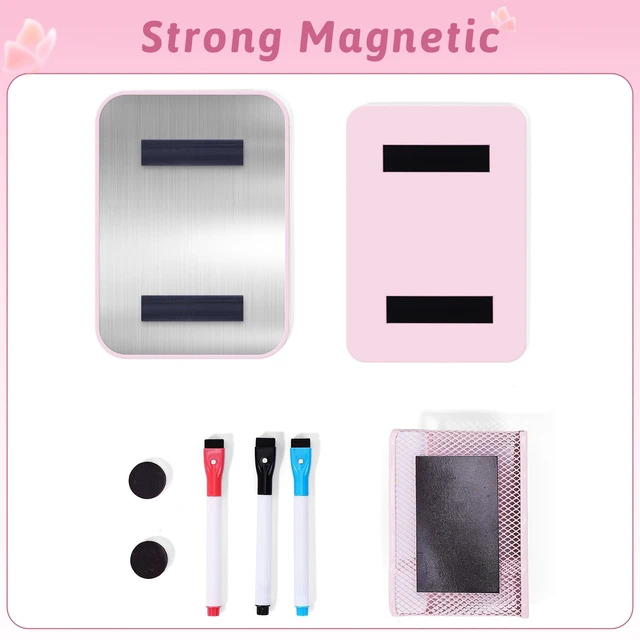Alt view image 7 of 7 - 8-Piece Locker Accessories Kit, Magnetic Locker Organizer, Pink Locker Decorations for Girls, Magnetic Mirror, Dry Erase Whiteboard, Pen Holder, Dry Erase Markers, Magnets