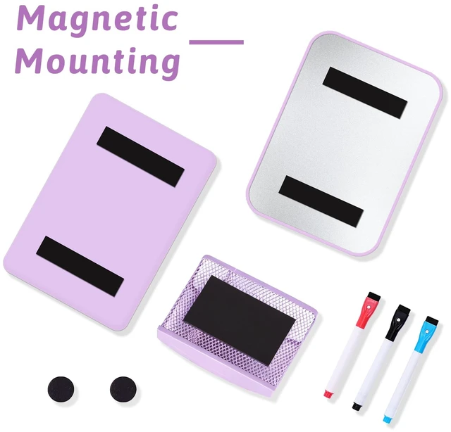 Alt view image 7 of 7 - 8-Piece Locker Accessories Kit, Magnetic Locker Organizer, Purple Back to School Locker Decor, Magnetic Mirror, Dry Erase Whiteboard, Pen Holder, Dry Erase Markers, Magnets