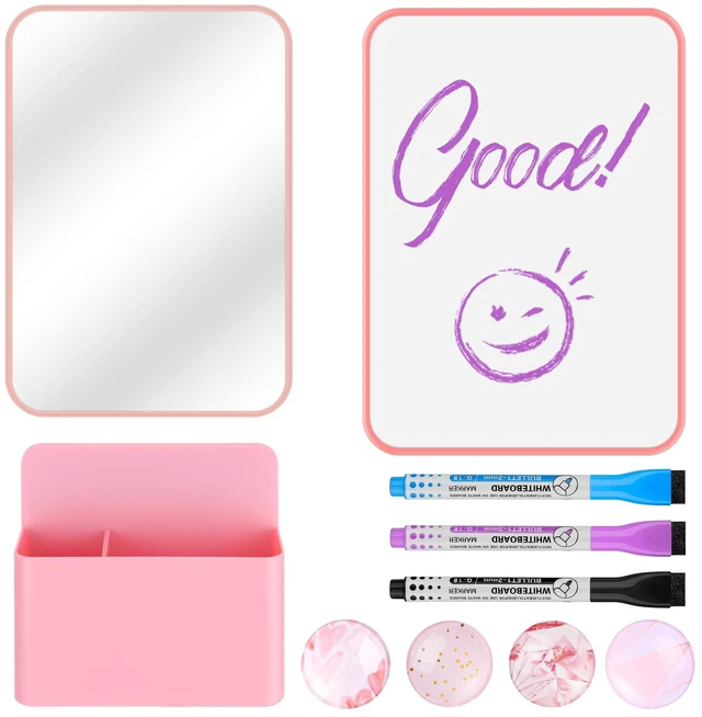 Main image of 10-Piece Locker Accessories Kit, Magnetic Locker Organizer, Pink Locker Decorations for Girls, Magnetic Mirror, Dry Erase Whiteboard, Marker Holder, Dry Erase Markers, Magnets