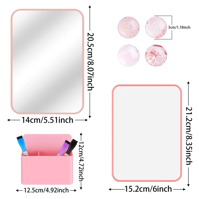 Alt view image 3 of 7 - 10-Piece Locker Accessories Kit, Magnetic Locker Organizer, Pink Locker Decorations for Girls, Magnetic Mirror, Dry Erase Whiteboard, Marker Holder, Dry Erase Markers, Magnets