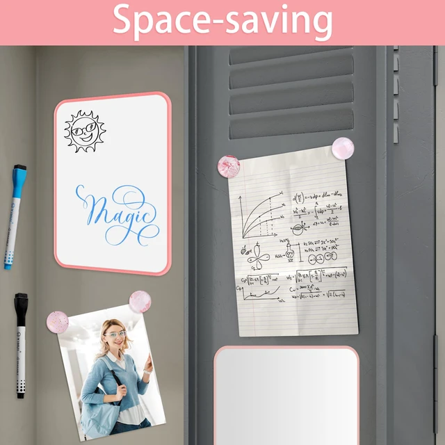 Alt view image 7 of 7 - 10-Piece Locker Accessories Kit, Magnetic Locker Organizer, Pink Locker Decorations for Girls, Magnetic Mirror, Dry Erase Whiteboard, Marker Holder, Dry Erase Markers, Magnets