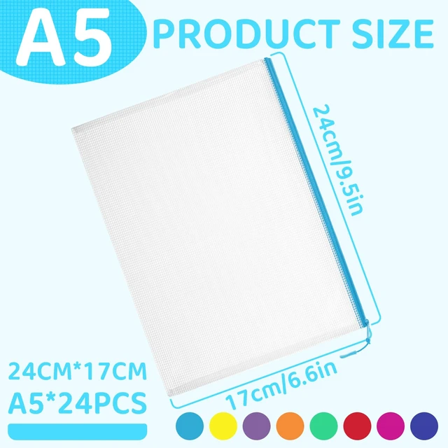 Alt view image 3 of 7 - 24pcs Mesh Zipper Pouch Bags, A5 9.4 x 6.9 Inches Reusable Zipper Bags Puzzle Storage Organizer 8 Colors Multipurpose for Travel Board Games Office Supplies and Home Organization