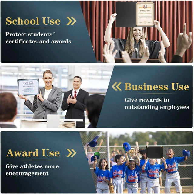 Alt view image 7 of 7 - 50 Packs Certificate Holders, Black Certificate Covers, Diploma Holders Certificate Folders with Gold Foil Border for Letter Size 8.5" x 11" Certificates, Diploma, Documents, Award Cover