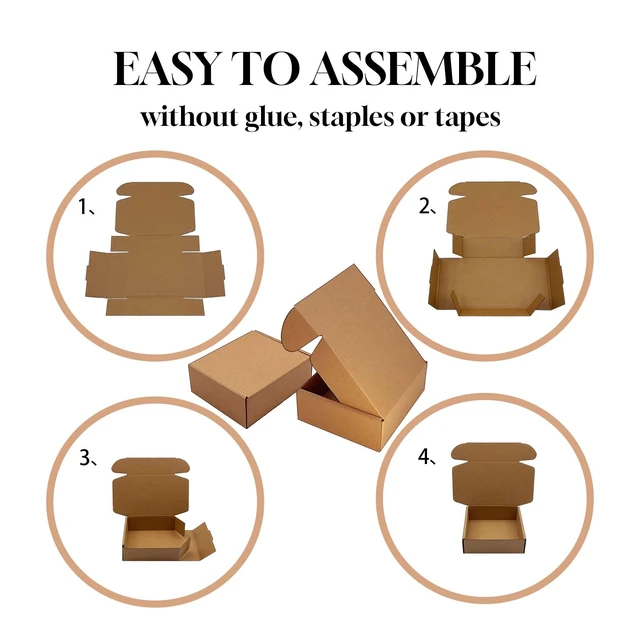 Alt view image 6 of 7 - Shipping Boxes 9x5x2 inch 50 Pack,Brown Corrugated Mailers for E-Commerce Small Business Packaging, Literature Mailer, Gifting, Wrapping, Moving, Storage, Recycled Cardboard Boxes, Kraft, Tuck Top