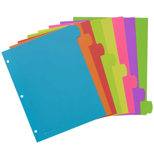 Alt view image 3 of 7 - Write & Erase 8 Tabs Plastic Divider for 3 Ring Binders, 6 Sets (8 Colors)