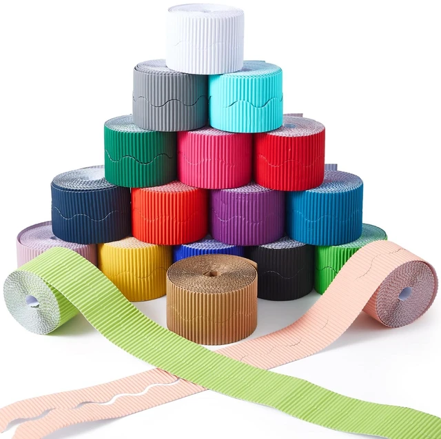 Main image of 18 Rolls 900 ft Scalloped Bulletin Board Borders, 18 Colors Decorative Classroom Bulletin Board Trim, Poster Decor for Back to School, Teacher, Students, White Cork Wall Locker