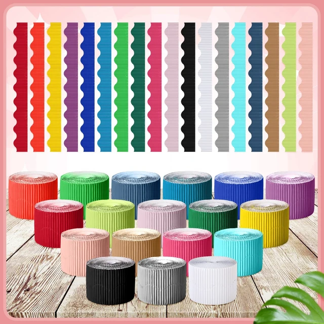 Alt view image 3 of 6 - 18 Rolls 900 ft Scalloped Bulletin Board Borders, 18 Colors Decorative Classroom Bulletin Board Trim, Poster Decor for Back to School, Teacher, Students, White Cork Wall Locker