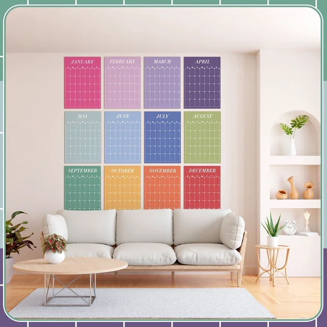 Alt view image 2 of 6 - 2026-2027 Colorful Large Wall Calendar 12'x16'morandi Undated New Year Blank Planner Dry Ease Reusable Yearly Calendar 12 Month Annual Erasable Planner for Office Home Classroom