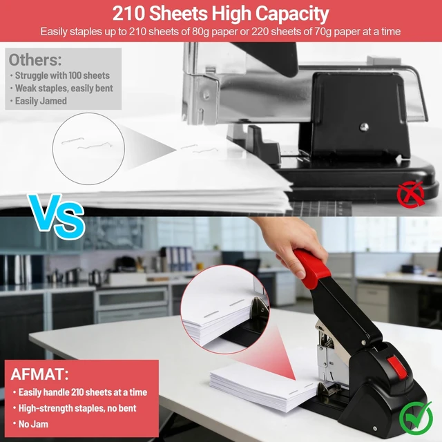 Alt view image 2 of 7 - ES15 Heavy Duty Stapler, 210 Sheet Staplers for Desk with 7000 Staples, Jam-Free, 50000+ Uses, 60% Reduced Effort, Easy Reload, Adjustable Paper Guide, Large Metal Manual Office Staplers