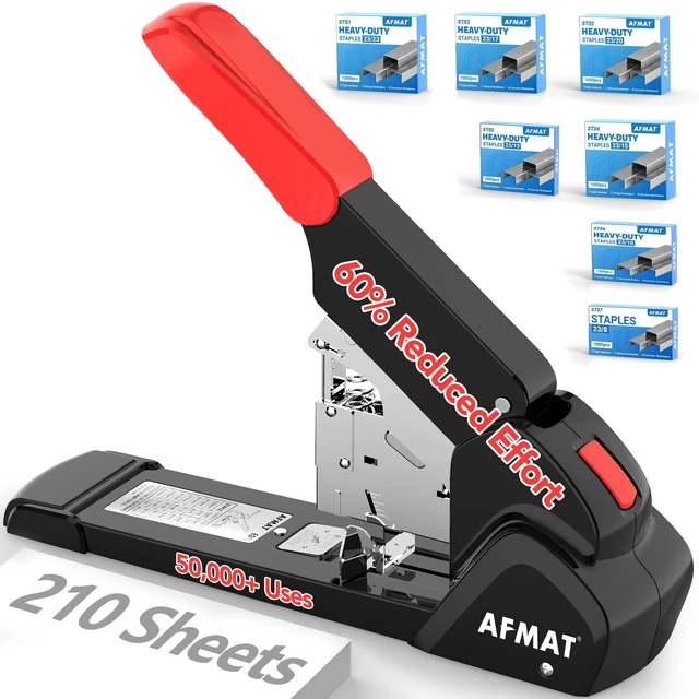 Main image of ES15 Heavy Duty Stapler, 210 Sheet Staplers for Desk with 7000 Staples, Jam-Free, 50000+ Uses, 60% Reduced Effort, Easy Reload, Adjustable Paper Guide, Large Metal Manual Office Staplers