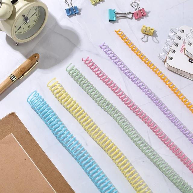 Alt view image 4 of 7 - 120 Pack Binder Coils,1/4 5/16 3/8 1/2 5/8 3/4 Inch,Colorful Plastic Spiral Binding Coils for Documents, Reports, Notebooks, Compatible with Standard Binding Machines, Office Supplies
