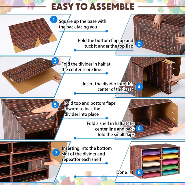 Alt view image 4 of 7 - 2 Pack 10 Slots Construction Paper Storage, Classroom Mailboxes, Back to School Literature Cardboard Paper Organizer for Teacher, Office, 19.7 x 12.4 x 11.8 Inches (Red and Brown,Brick)