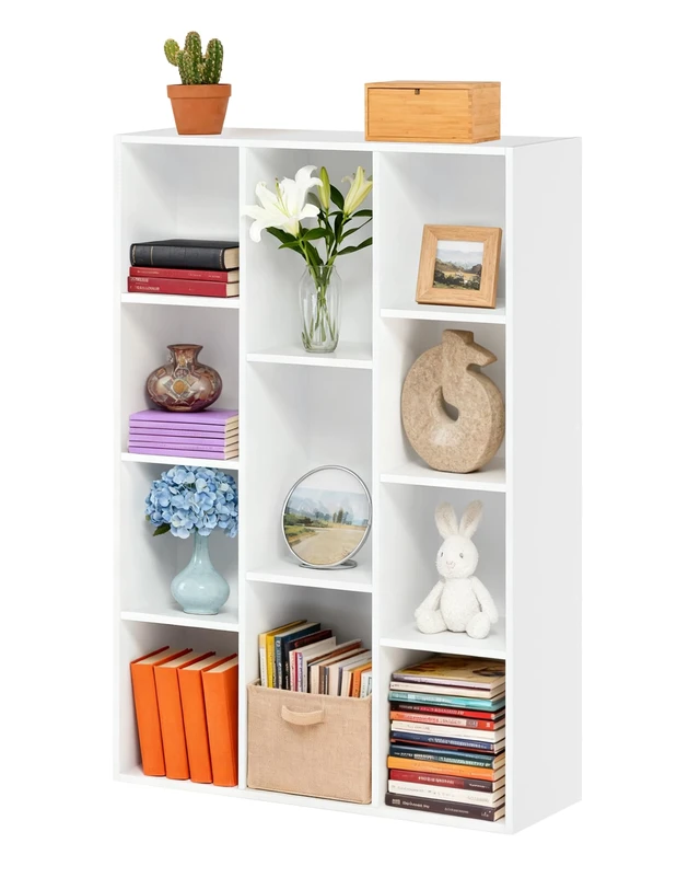 Alt view image 4 of 7 - 11 Cube Storage Organizer, 4 Tier Stackable Bookcase, Open Storage Display Bookshelf, Storage Cabinet for Living Room, Bedroom, Home, Office, 29.1" L x 9.4" W x 41.7" H, White