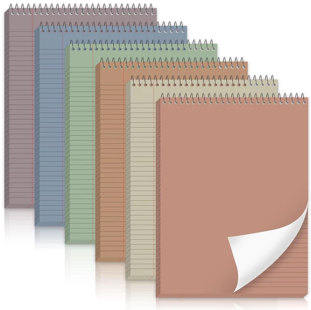Main image of 6Pcs Boho Top Spiral Notebooks 8.5x11 College Ruled Steno Pads 8.5x11 Aesthetic Legal Pad, 6 Pack 52-Sheet Colored Paper, Top Bound Steno Pad for Writing School Office Supplies Note Taking