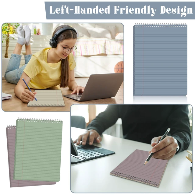 Alt view image 5 of 7 - 6Pcs Boho Top Spiral Notebooks 8.5x11 College Ruled Steno Pads 8.5x11 Aesthetic Legal Pad, 6 Pack 52-Sheet Colored Paper, Top Bound Steno Pad for Writing School Office Supplies Note Taking