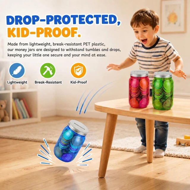 Alt view image 4 of 7 - 24 Pcs Reward Coin Jars for Kids Behavior Homework, Chores, Potty Plastic Jars with Slot, Coin Mason Jars for Classroom Incentives, Teacher Supplies, School Tools Behavior Reward System