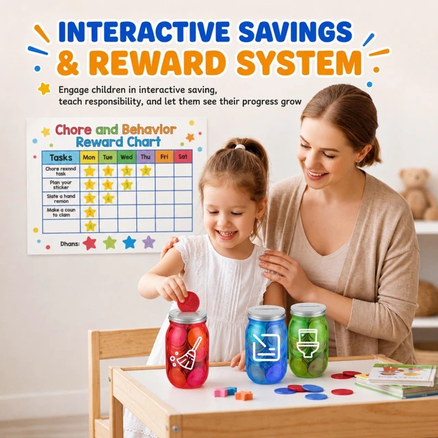Alt view image 5 of 7 - 24 Pcs Reward Coin Jars for Kids Behavior Homework, Chores, Potty Plastic Jars with Slot, Coin Mason Jars for Classroom Incentives, Teacher Supplies, School Tools Behavior Reward System