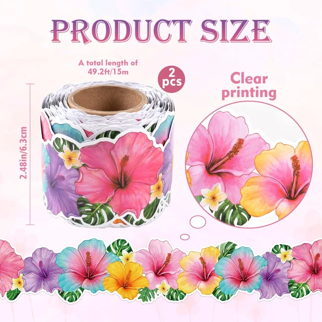 Alt view image 2 of 7 - Bulletin Board Borders for Classroom Decorations, Summer Tropical Hibiscus Flower Bulletin Board Trim for School Classroom Offices Door Wall Decor, Floral Party Supplies 49 Ft 2 Rolls