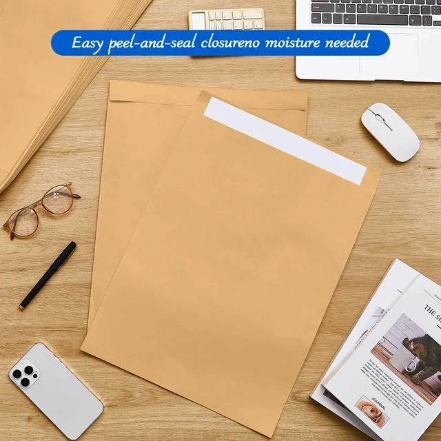 Alt view image 5 of 6 - 50 Pcs 14'' x 18'' Large Mailing Envelopes 32lb with Gummed Flaps Kraft Heavyweight Kraft Paper, Catalog Jumbo Size for Documents, Office Storage and Organizing Supplies, Self-seal Flap