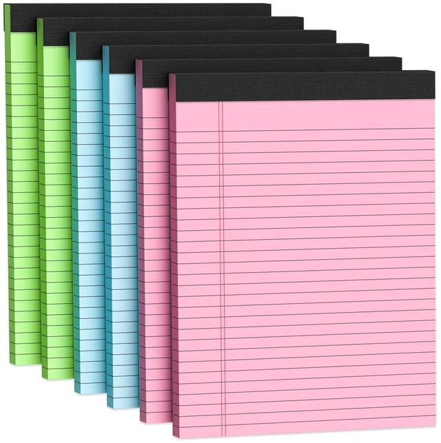 Main image of Colored Legal Pads 8.5 x 11 Note Pad 6 Pack Lined Paper Wide Ruled Notepads Pink Legal Pad 8.5'' x 11'' Writing Pad 8.5 x 11 Note Pads Pads of Paper Wide Ruled Colored Notepad, 30 Sheets/Pad