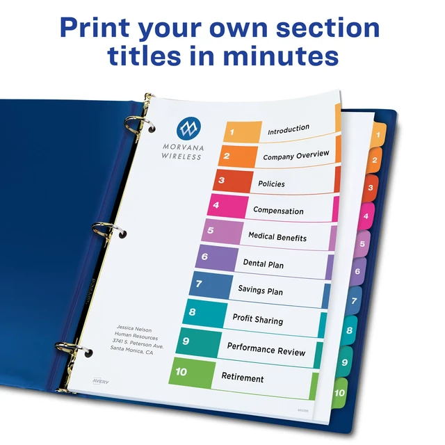 Alt view image 2 of 7 - Ready Index Table of Contents Dividers, 10-Tab, Color, 6 Sets For Organizing Reports and Projects, Printable Table of Contents, Reinforced Holes and Tabs, Works With Templates