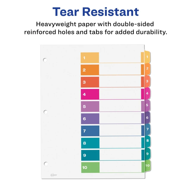 Alt view image 5 of 7 - Ready Index Table of Contents Dividers, 10-Tab, Color, 6 Sets For Organizing Reports and Projects, Printable Table of Contents, Reinforced Holes and Tabs, Works With Templates