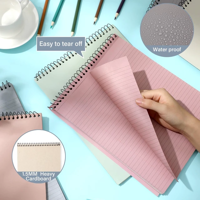 Alt view image 3 of 7 - 6Pcs Boho Top Spiral Notebooks 8.5x11 College Ruled Steno Pads 8.5x11 Aesthetic Legal Pad, 6 Pack 52-Sheet Colored Paper, Top Bound Steno Pad for Writing School Office Supplies Note Taking