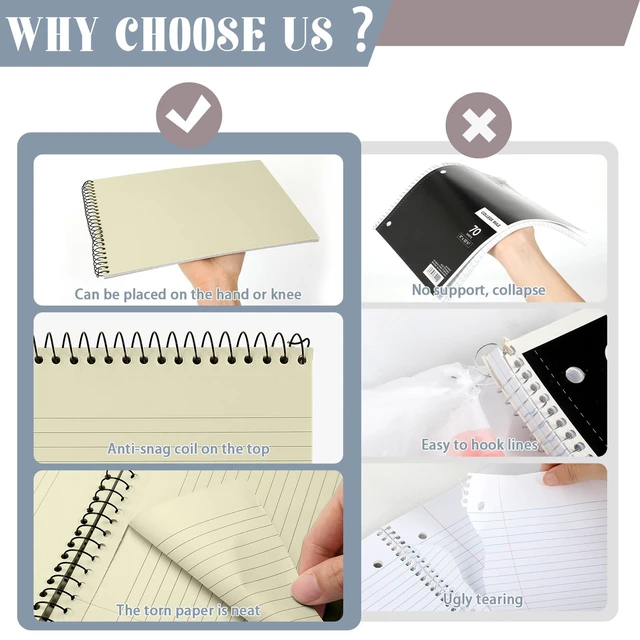 Alt view image 4 of 7 - 6Pcs Boho Top Spiral Notebooks 8.5x11 College Ruled Steno Pads 8.5x11 Aesthetic Legal Pad, 6 Pack 52-Sheet Colored Paper, Top Bound Steno Pad for Writing School Office Supplies Note Taking