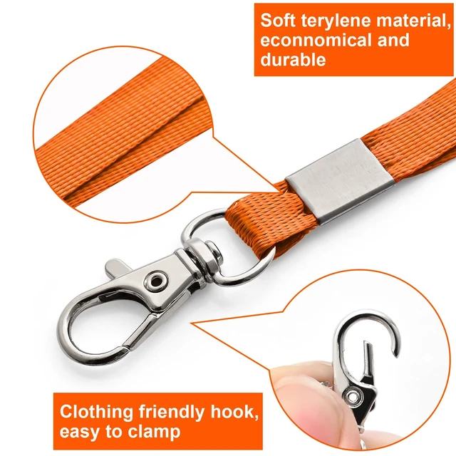 Alt view image 2 of 7 - 100 Pack Lanyards for ID Badges with Clear Name Tags, Reusable Lanyards Horizontal ID Card Badge Holders Plastic Name Badges for Men Women Kids Business School and Office Supplies (Orange)