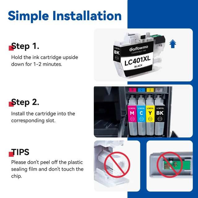 Alt view image 6 of 7 - LC401XL Ink Cartridges Compatible for Brother Printer LC401 401XL 10-Pack High Yield, LC 401 XL Works with MFC-J1010DW MFC-J1170DW MFC-J1012DW MFC-J1800DW Ink (4 Black, 2 Cyan, 2 Magenta, 2 Yellow)