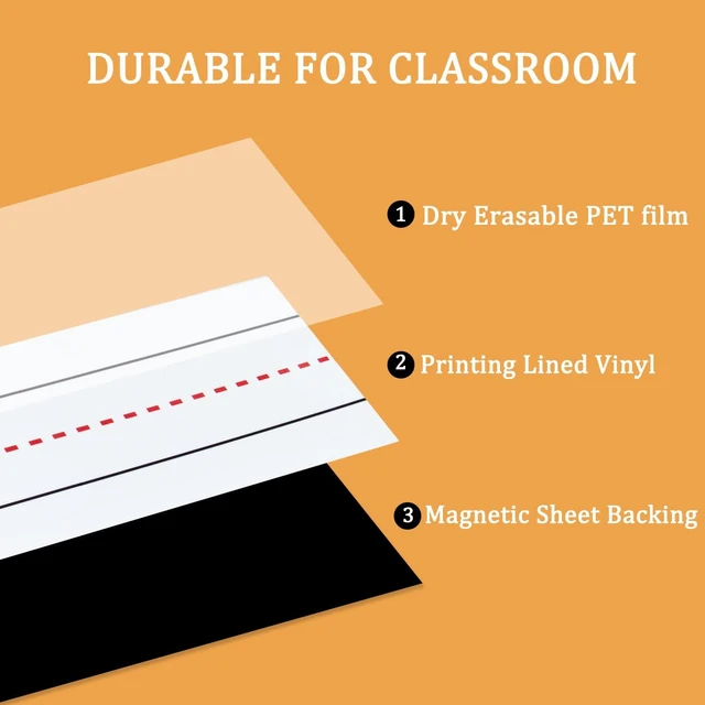 Alt view image 3 of 7 - Magnetic Sentence Strips for Whiteboard,3 Inch x 60 Feet Reusable Dry Erase Handwriting Practice Strips, Teacher Supplies for Classroom & Homeschool