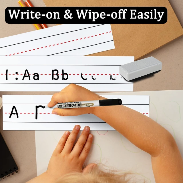 Alt view image 4 of 7 - Magnetic Sentence Strips for Whiteboard,3 Inch x 60 Feet Reusable Dry Erase Handwriting Practice Strips, Teacher Supplies for Classroom & Homeschool